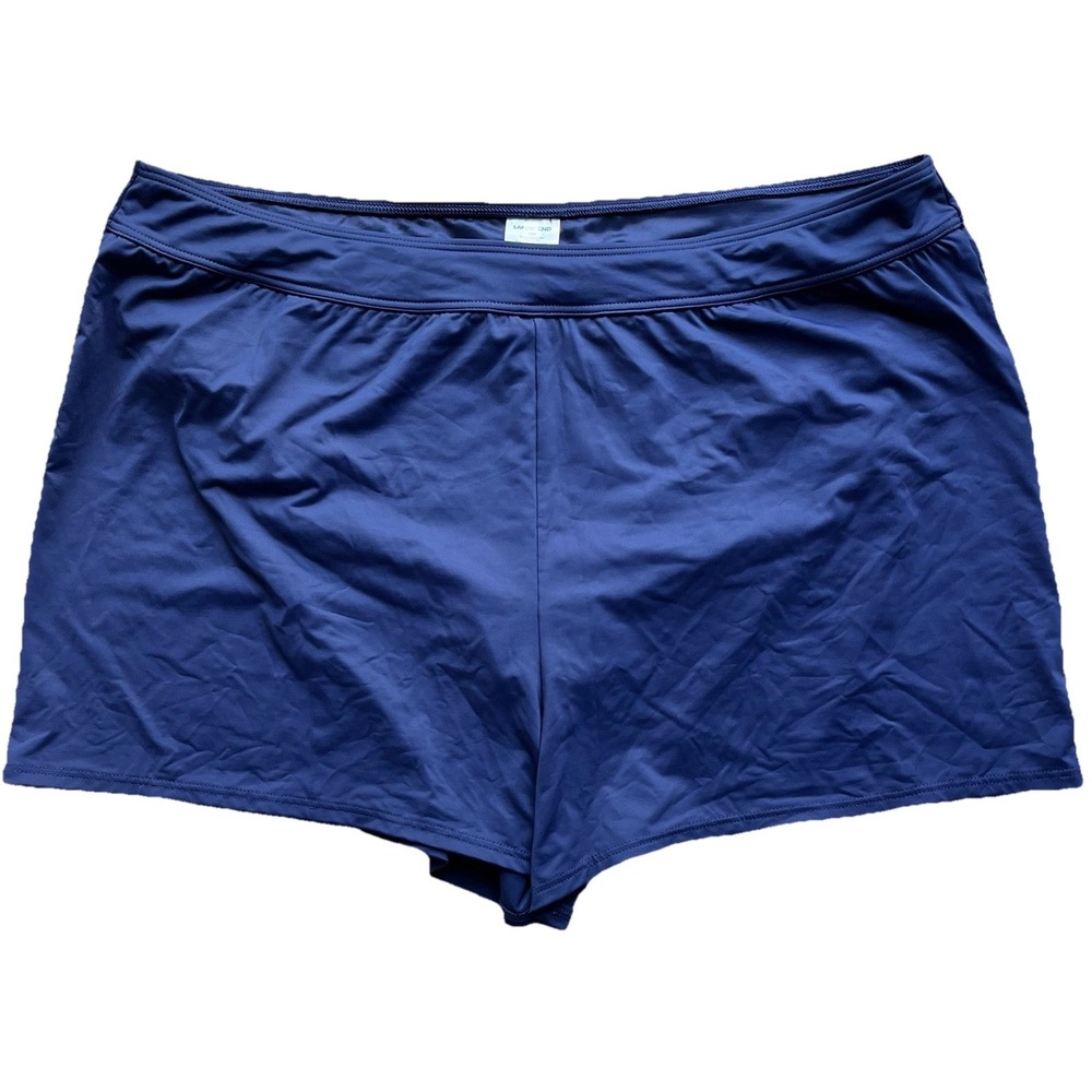 Lands‎ End Swim Shorts Womens Sz 20 W Navy Blue Solid Built In Briefs